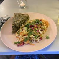Spinach flan with carrot and ginger salad  at Pulse in Edinburgh