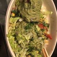 Lettuce ,Guac ,pico de gallo , corn , cilantro   at Guac Time in Hicksville