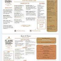 Menu as at 30/11/2022 at Flame Brothers Restaurant & Bar in Halls Gap