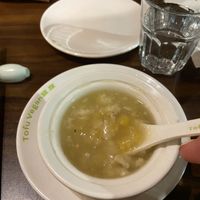 Sweet corn with chicken soup   at Tofu Vegan - Spitalfields in East London