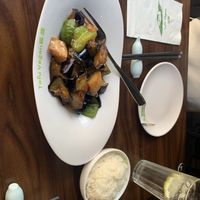 Dongbei potato, green pepper & aubergine (gluten-free) & rice   at Tofu Vegan - Spitalfields in East London