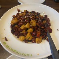 Chilli chick*n dish  at Tofu Vegan - Spitalfields in East London