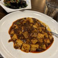 Spicy mapo tofu and cloud ear fungus salad  at Tofu Vegan - Spitalfields in East London