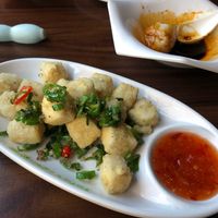 A fried tofu starter at Tofu Vegan - Spitalfields in East London