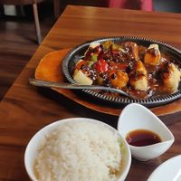 Tofu and rice at Tofu Vegan - Spitalfields in East London