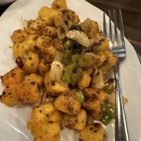 Hot and fragrant Deep fried tofu and sweet potato  at Tofu Vegan - Spitalfields in East London