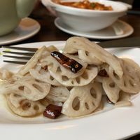 Stir fried lotus root   at Tofu Vegan - Spitalfields in East London