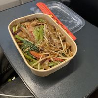 Takeout stir fry noodles with vegetables  at Tofu Vegan - Spitalfields in East London