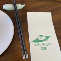 Cute chopstick holder  at Tofu Vegan - Spitalfields in East London