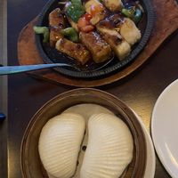 Fried tofu with black bean sauce and lotus buns: tasty  at Tofu Vegan - Spitalfields in East London