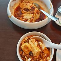 Silken tofu in spicy sauce at Tofu Vegan - Spitalfields in East London