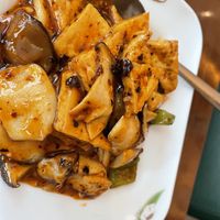 Tofu and mushroomms  at Tofu Vegan - Spitalfields in East London