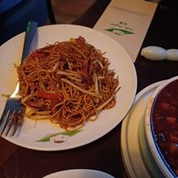 Sichuan style fried noodles at Tofu Vegan - Spitalfields in East London