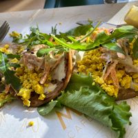 Tacos with scramble tofu at M Cafe in Carcavelos