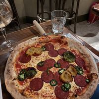 No pepperoni: good, but spicy  at Vegitalian Pizza Bar in Utrecht