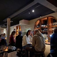 Inside: only spots at the bar or at the other end of the narrow corridor  at Vegitalian Pizza Bar in Utrecht