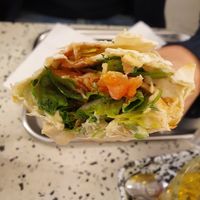 Inside the fattoush and hummus wrap at The Lebanese Sajeria - Haarlemmerstraat in Amsterdam