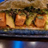 crispy tofu & avocado, maple citrus dressing salad at Sexy Fish in Miami