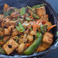 Tofu Stir Fry - see the steam? at Anthony's Grill in Santa Fe