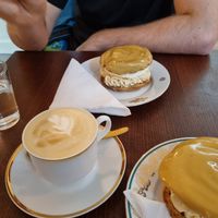 Větrník with cappuccino at KŸNO in Brno