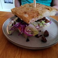 Gyros foccacia sandwich at KŸNO in Brno