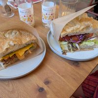 Foccacia sandwiches with gyros style and bolognese style at KŸNO in Brno
