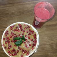 Delicious and kind of sweet. This is some sort of porridge ( but not oatmeal). ABC Juice. at Sat Saheb in Kathmandu