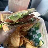 BLT with avocado and house made chips 😋   at Vine Vegan in Brandon