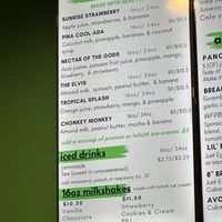 Drink menu  at Vine Vegan in Brandon
