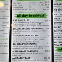 Coffee & B’fast menu  at Vine Vegan in Brandon