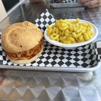 Chicken Parm Sandwich and side of Mac  at Vine Vegan in Brandon