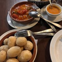 Papas arrugada, Pistou, mojo rojo  at Avenida Restaurante in Fuerteventura