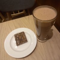 Terry's hot chocolate with coconut milk and millionaire treat at Costa Coffee in Dundee