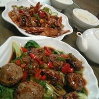 Stuffed mushrooms in a thin BBQ sauces.  I love mushrooms so was easily pleased by this dish. at Su Life Vegetarian Restaurant in Upper Mount Gravatt