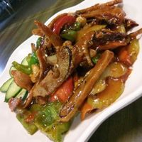 Spicy fish.  Sweet sauce with some chilli, cashews and very thin, crispy fried pieces of mock fish. at Su Life Vegetarian Restaurant in Upper Mount Gravatt