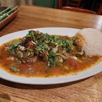 'Sot Thi La' (#31): dark soy fillets, veggies, tomato dill sauce (8.70€), good value for price! at Chay Village in Berlin