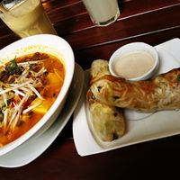 Seitan summer rolls with peanut sauce at Chay Village in Berlin