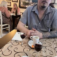 Didn’t get a picture but the vegan option for dessert is a bowl of strawberries which were fresh. Getting espresso after meals is nice. They gave us the dessert wine!   at O Catraio in Albufeira