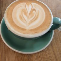 Latte with oat milk at Oak in Prague