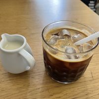 Iced americano with soy milk   at Oak in Prague