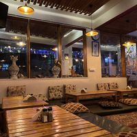 Floor seating area   at Rakus Place in Dharamshala