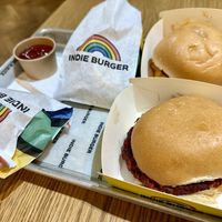Two burgers and some sides  at Indie Burger in Graz