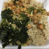 Lunch plate!  Tofu, greens and rice    at Natural Food Grocery and Deli in St Thomas