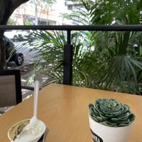 Pistachio and coconut ice cream   at Patti Gelateria Laureles in Medellin