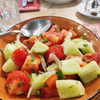 Classic summer salad, so fresh and juicy! at Pizza Jazz in Gyumri