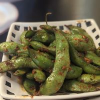 Vegan spicy garlic edamame at Shinjuku Ramen in Las Vegas