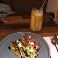 vegan avo toast and coffee salted caramel frappe  at Copper Bench in Toowoomba City
