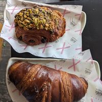 Plain and pistachio/choc at Croix Croissant in Flemington