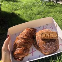 Vegan bacon and cheese, biscoff pain au chocolate   at Croix Croissant in Flemington