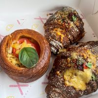 margherita and cheesey garlic bread at Croix Croissant in Flemington